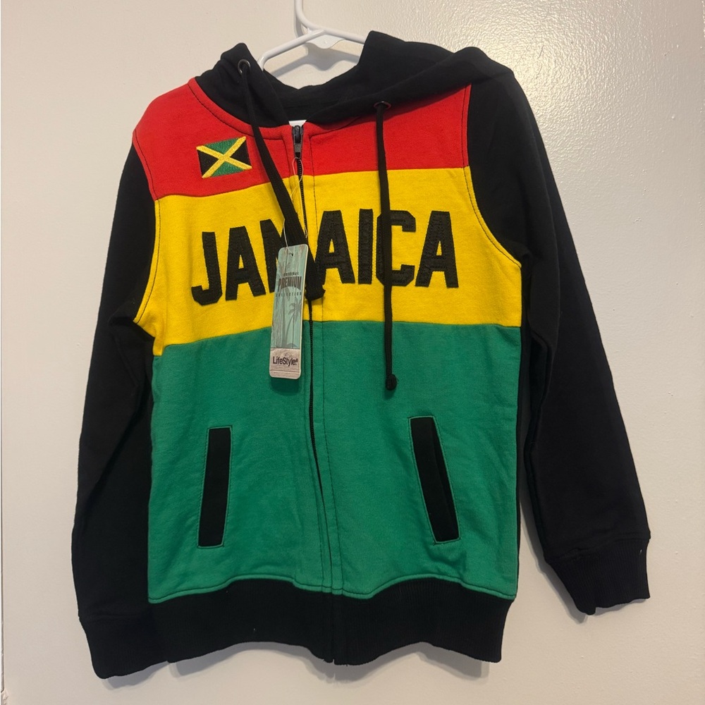 Jamaica Block Embroidered Hoodie Kids Size 6-8